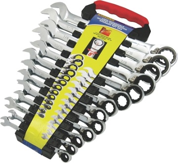 AUZGRIP - 13 PC REVERSIBLE RATCHET SPANNER SET CRV. SAE